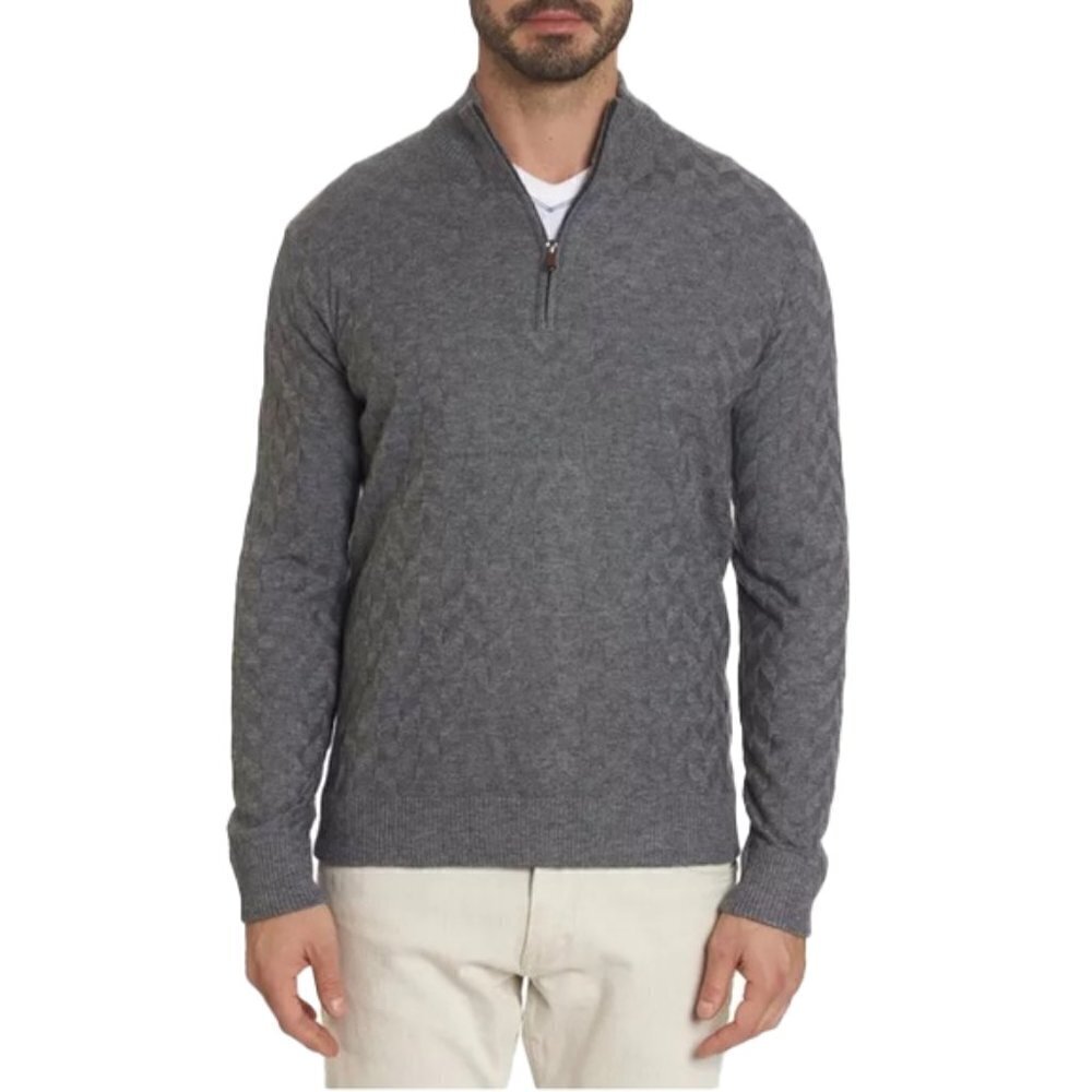 🆕 ROBERT GRAHAM chip sweater in medium grey $198 Top Size XL